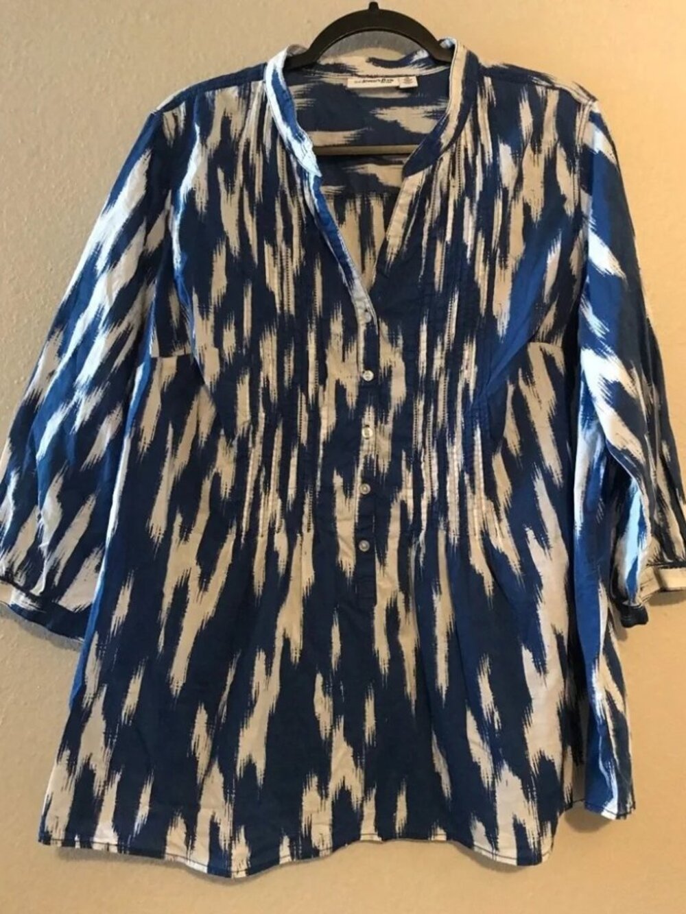 St. John's Bay Blue and White Printed Tunic Blouse